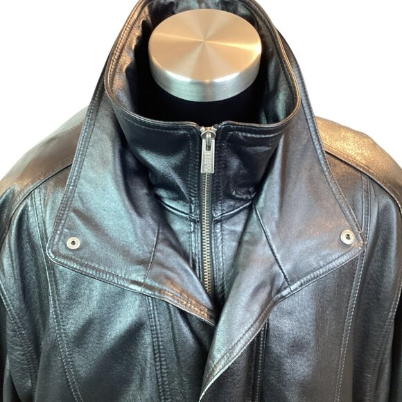 Wilsons Leather Black Leather Mens 2X Moto Jacket With Zip Out Thinsulate Insula - Picture 8 of 16